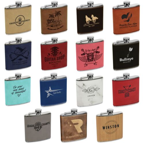 Laserable Leatherette Stainless Steel Flask Thumbnail