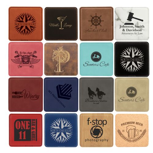 4" x 4" Square Laserable Leatherette Coaster Thumbnail