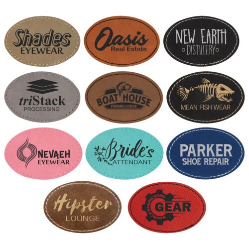 3" x 2" Oval Laserable Leatherette Patch with Adhesive Thumbnail