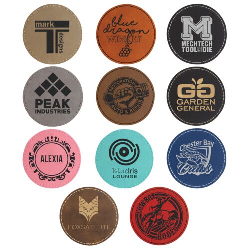 JDS Industries 3" Round Laserable Leatherette Patch with Adhesive PTH411  3" Round Laserable Leatherette Patch with Adhesive Thumbnail