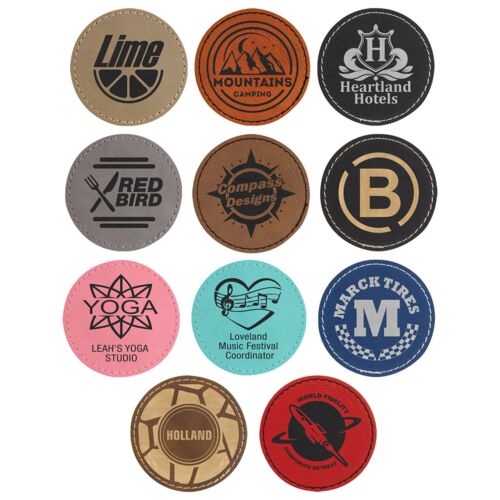 JDS Industries 2.5" Round Laserable Leatherette Patch with Adhesive PTH411  2.5" Round Laserable Leatherette Patch with Adhesive Thumbnail